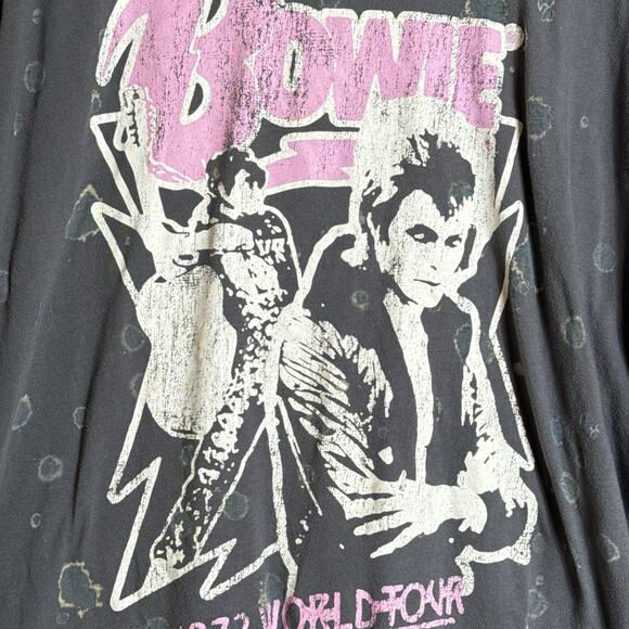 Hybrid Apparel Womens Oversized David Bowie 1972 World Tour T-Shirt Size XL Gray - Picture 3 of 7